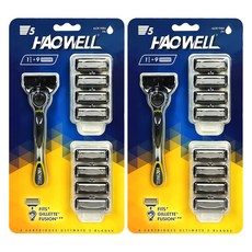 HAOWELL HAOWELL 男士用5層刀片刮鬍刀柄 + 9入刀片組, 2套
