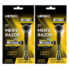 HAOWELL HAOWELL 男性專用5層刀片刮鬍刀 刀柄 + 5片刀片組, 2套