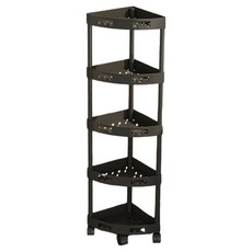 Rebrika多功能帶輪角落置物架 5層, 黑色, 1個