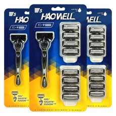 HAOWELL HAOWELL 男士用5層刀片刮鬍刀柄 + 9入刀片組, 3套