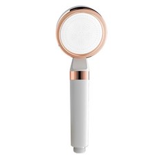 SUNORO 強勁增壓一鍵止水大面板手持蓮蓬頭, 白色金圈, 1個