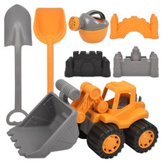 Sandy Toy 重型工程車 裝載機 推土機 沙灘遊戲 7件組 700g lxs316, 1個, 混合色