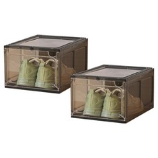 耐用省空間鞋子收納盒 BRP578, 透明黑, 2個