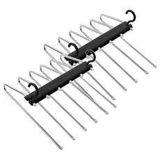 wellane 6層不鏽鋼伸縮摺疊收納褲架, 2個, 黑色