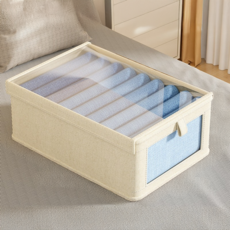 日常亮點防塵衣物布質收納箱, 2個, 米色