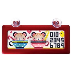 Blingbling 寶石十字繡 愛心停車號碼牌 串珠 DIY 套組, 小熊情侶 + 紅色, 1個