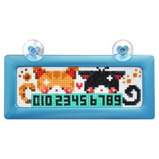 Blingbling 鑽石畫愛心車牌停車牌串珠DIY套組, 貓咪 + 天空藍, 1個