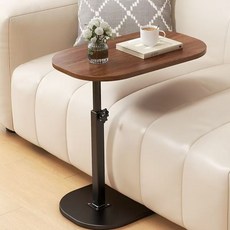 데일리홈 높이조절 소파 사이드 테이블, 우드블랙