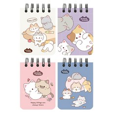 핑크풋 냥냥 도톰한 수첩 4종 세트, 혼합색상, 1세트