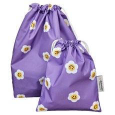 도토마리 스트링 파우치 2종 세트, 스마일퍼플