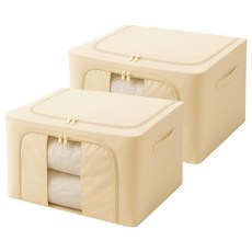 日常Point 棉被整理鋼架收納箱, 2個, 米色