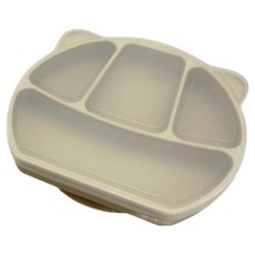 矽膠吸盤餐盤 + 防塵蓋, 1組, 象牙米