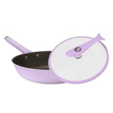 馬卡龍不鏽鋼陶瓷釉平底鍋 附蓋 顏色隨機, 1個, 28cm