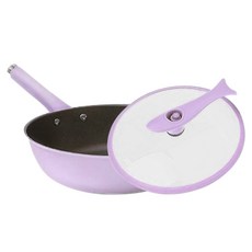 晟龍 晶彩鈦金 馬卡龍不沾炒鍋 顏色隨機, 30cm, 1個