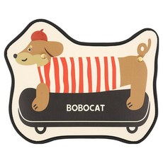 bebehome 趣味滑板狗造型車用防踢墊, 紅白紋, 參考內容