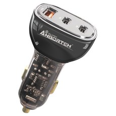 ANBORTEH 安伯特 90W鋅合金快充車充 PD + QC3.0 12V/24V適用, 黑色, ABT-E084