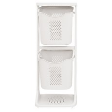 AllULiving 基本款搖擺式雙層洗衣籃, 白色