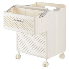 Sunjam 可折疊多用途手提收納籃套組, 象牙白