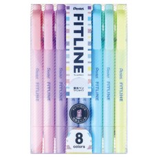 Pentel 飛龍文具 Fitline 粉彩螢光筆 8色 SLW11P-8, 混合色, 1套