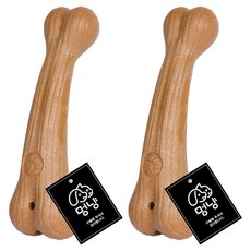 Meongyang 寵物高級磨牙木棍玩具 骨頭形狀, 2個, 原木色