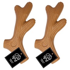 Meongyang 寵物高級磨牙木棍玩具 鹿角造型, 2個, 木色