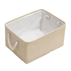 菓拉小舖 可折疊棉麻衣服收納箱, 米色, 1個