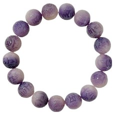 Oveel 財運念珠 飄花六字真言圓珠 11~12mm, 1個, 紫色