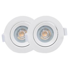 번개표 LED 회전형 다운라이트 매입등 75mm 5W, 화이트 + 전구색, 2개