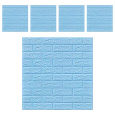 WE CHAMP 3D立體磚紋隔音棉防撞貼 WTB-700 5張, 湖藍色