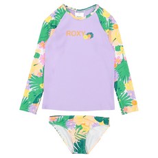 ROXY 女童熱帶圖案長袖防曬泳衣上下套裝 TD21BR051GPN
