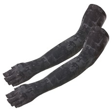 ZECO 男士用 High Mount 防滑軍風涼感袖套半指手套 雙手穿戴組, 黑色