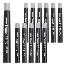 Pentel 飛龍文具 FP10口袋刷具書法筆替換芯, 黑色, 12個