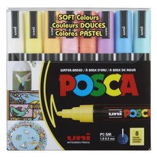 POSCA 粗字彩色麥克筆 PC-5M 柔和色系, 1套, 8 種顏色