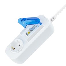 Daehan Elight 漏電斷路器多孔插座 1孔 DHM-HEG1C, 1.5m, 白色 + 藍色, 1個