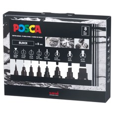 POSCA 8種粗細混合 PC-MIX 黑色, 1個, 1色