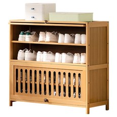 HAPPY LiFE 楠竹透氣翻門鞋櫃 12222 80cm, 5層, 原色