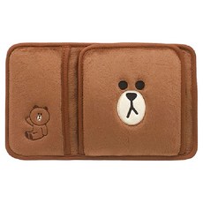 LINE FRIENDS FACE 多功能遮陽板置物夾 台灣製, 1個, 棕色