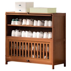 HAPPY LiFE 楠竹透氣翻門鞋櫃 12222 80cm, 5層, 茶色