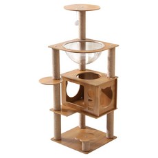 三隻喵 貓跳台/多層爬架 全麻款, 1個, 原木色