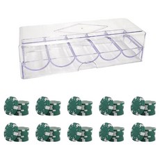 Boami 撲克籌碼 100p + 壓克力盒套組, 1套, 綠色(撲克籌碼)