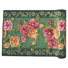 三愛纖維 奢華的玫瑰抗菌廚房墊 日本製, 綠色