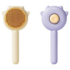 Artie Pet 寵物圓形按摩除毛梳 2件組 94 x 195 x 46 mm, 1套, 黃色, 紫色