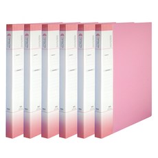 玄風 PP 彩色索引 左翻彈簧文件夾 A4, 6個, 粉紅色