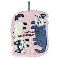 kUSUgURU JAPAN 日本眼鏡貓 模切造型 吊掛吸水巾/擦手巾, Matilda款 粉色, 1條