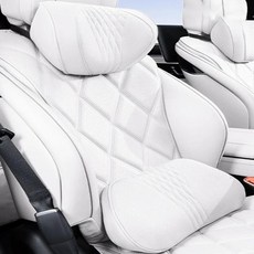 CRONICLE Tubular 優質車用靠背高品質全車款通用頸枕 + 腰靠套組, 白色, 1套