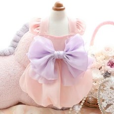 PASTEL PET 寵物泡泡袖大蝴蝶結洋裝, 1個, 粉紅色