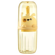 한봄누리 휴대용 투명 칫솔케이스 손잡이 양치컵, 옐로우, 1개