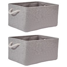 日常焦點 舒適繩編織物亞麻收納盒, 2個, 灰色