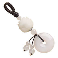 Glowus 招財符蓮花鑰匙圈, 1個, 白色