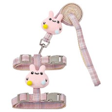 둥둥펫 고양이 큐티버니 하네스 + 리드줄 세트, 핑크, 1세트
